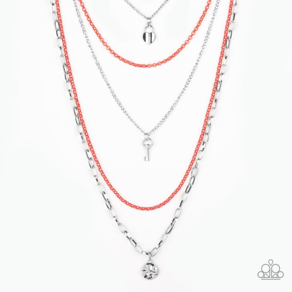 Paparazzi Right On Key Orange Necklace Set